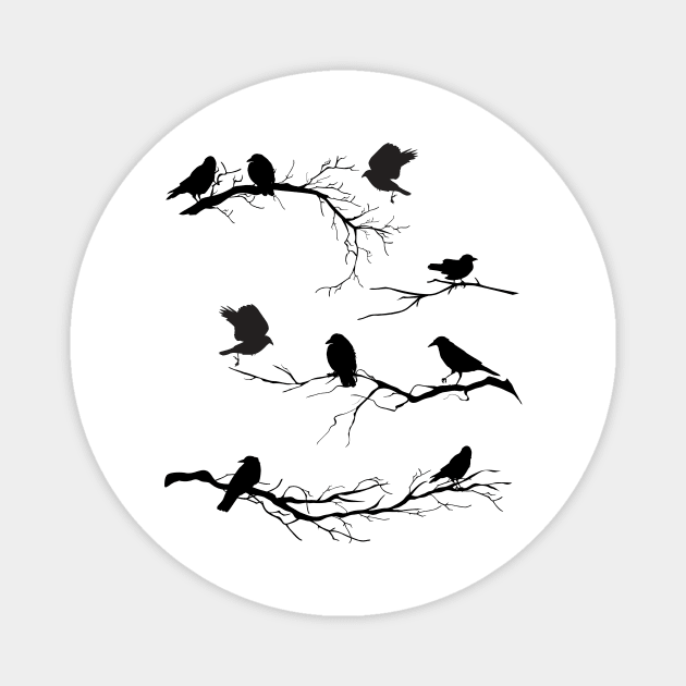 Crows on Branches Magnet by SWON Design